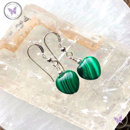 Malachite Heart Earrings